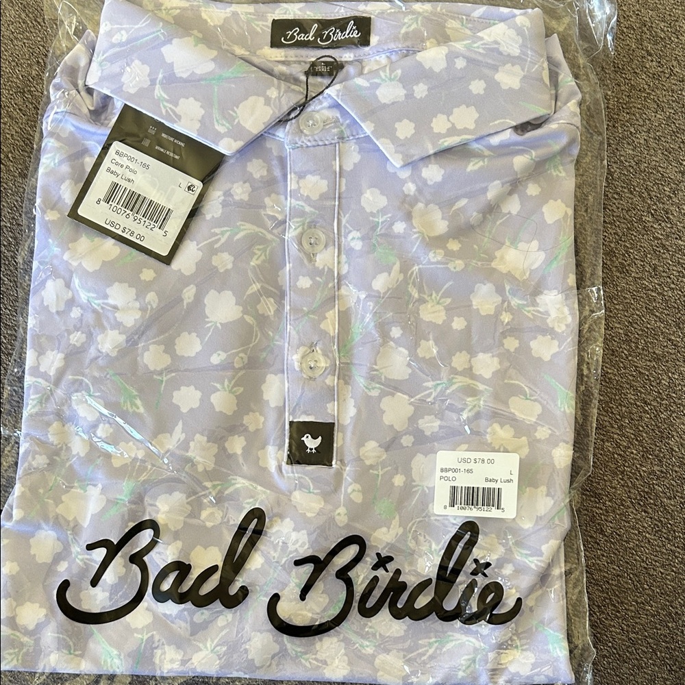Bad Birdie Large Lavender Floral Polo